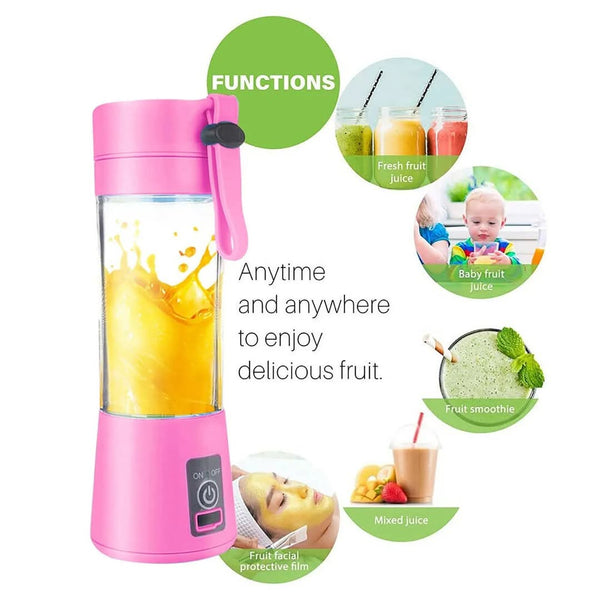 Mini Portable Juicer Blender 380ml  Rechargeable Smoothie Maker with 6 Blades  Fruit & Vegetable Mixer for On-the-Go