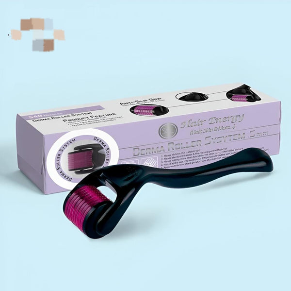 Derma Roller 0.5mm with Hard Acrylic Box – 540 Micro Needles for Hair Growth Anti-Aging Acne Scars Wrinkles and Stretch Marks Removal  Skin Care Beauty Tool for Men and Women