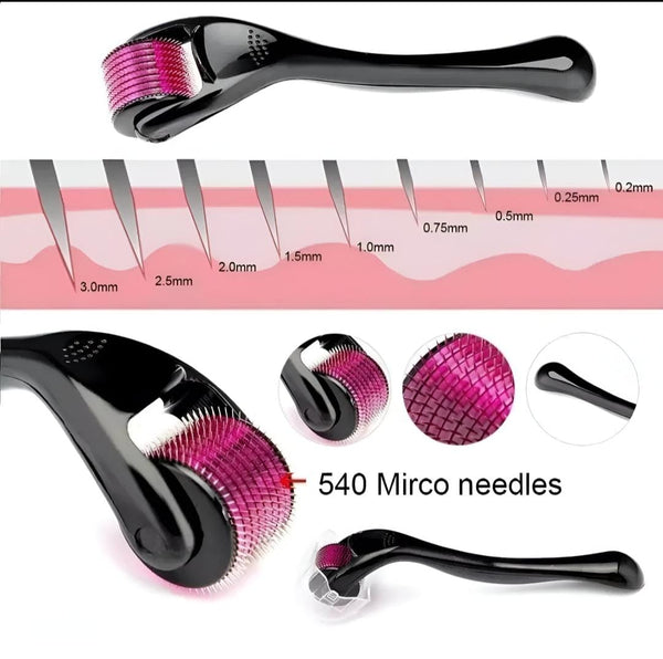 Derma Roller 0.5mm with Hard Acrylic Box – 540 Micro Needles for Hair Growth Anti-Aging Acne Scars Wrinkles and Stretch Marks Removal  Skin Care Beauty Tool for Men and Women