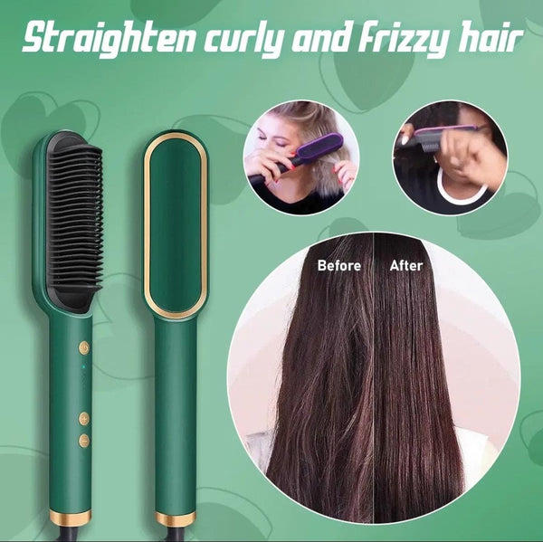 Hair Straightener Brush Curling Comb Hair Hot Comb Anti-Scald Hair Straightener Brush For Girls Electric Heated Hair Style Tool also for Traveling