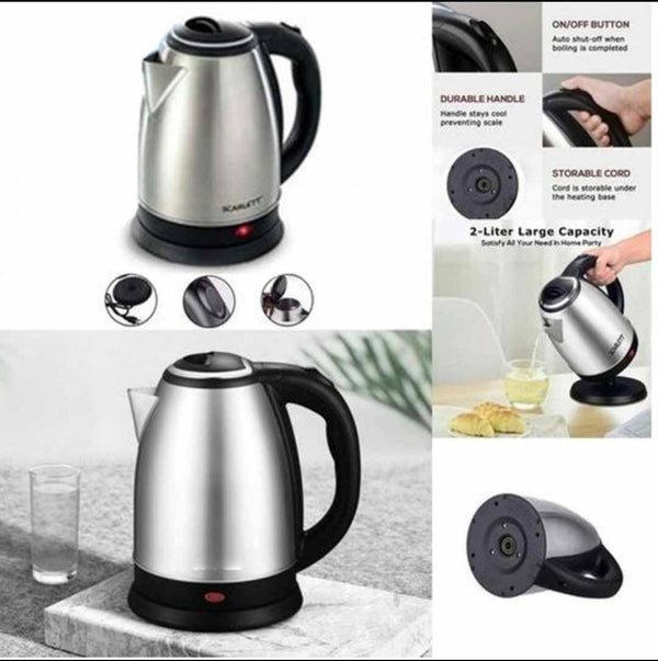 Electric Kettle - 2L 1500W  Stainless Steel with Advanced Automatic Switch for Boiling and Safety quick boiler kettle for tea